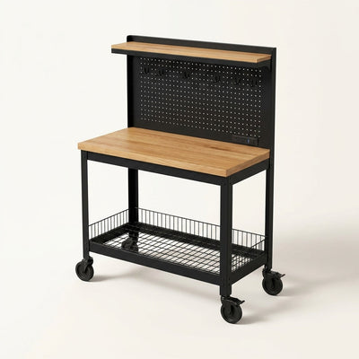 Adjustable Height Workbench Built to Support Heavy Projects, Metal Frame, USB Outlets, Storage Hooks