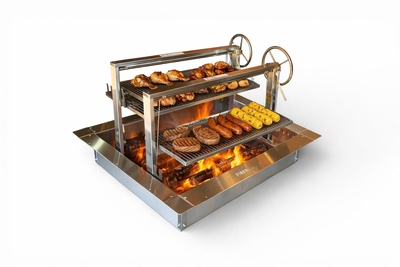 Stainless Steel Santa Maria Double Grill with 36" Fire Pit Insert | Oak Forge