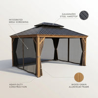 12-Ft X 16 Gazebo Brown Gazebo with Hardtop Roof (Screen Included) — infographic
