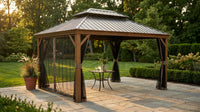 12-Ft X 16 Gazebo Brown Gazebo with Hardtop Roof (Screen Included) — Lifestyle