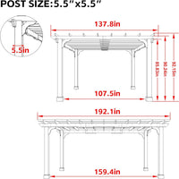 Cedar Wood Pergola Kit Built for All-Weather Durability, 12x16 FT, Metal Stakes, Snow and Wind Rated