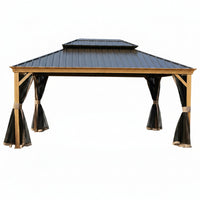 12-Ft X 16 Gazebo Brown Gazebo with Hardtop Roof (Screen Included)