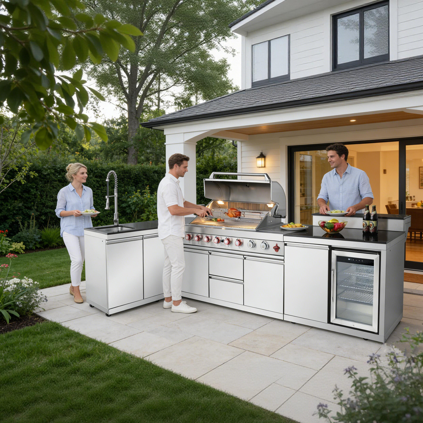 Outdoor Kitchen Island with Grill, Sink & Fridge | Oak Forge