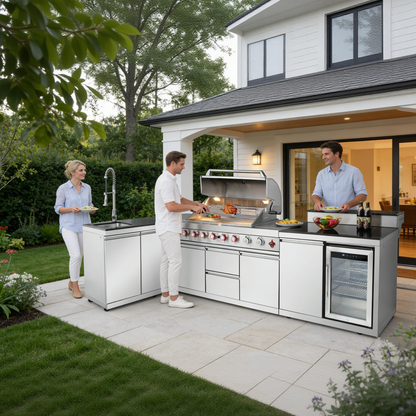 Outdoor Kitchen Island with Grill, Sink & Fridge | Oak Forge