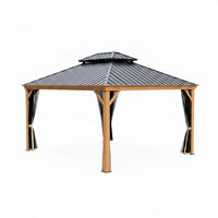 12-Ft X 16 Gazebo Brown Gazebo with Hardtop Roof (Screen Included)