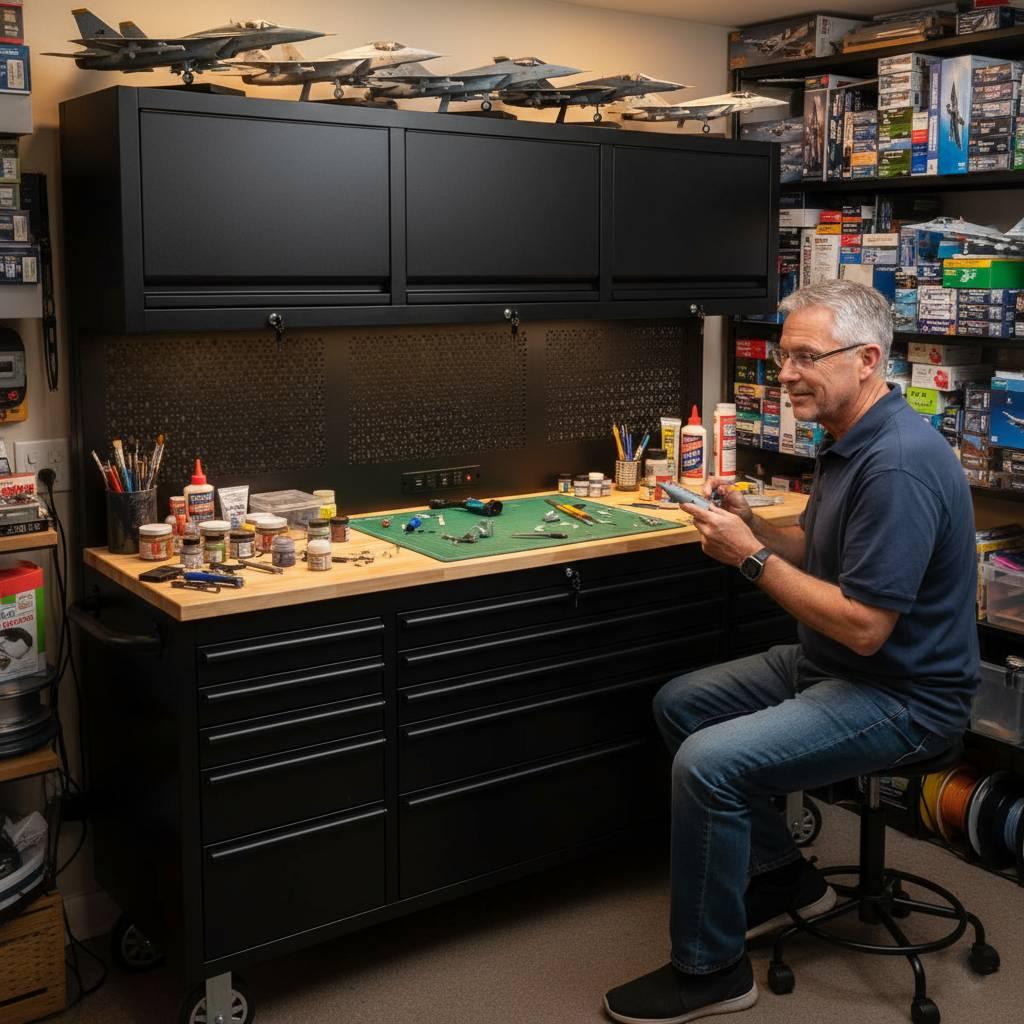 72-Inch Heavy-Duty Rolling Garage Workstation with 15 Drawers & Overhead Storage | Oak Forge