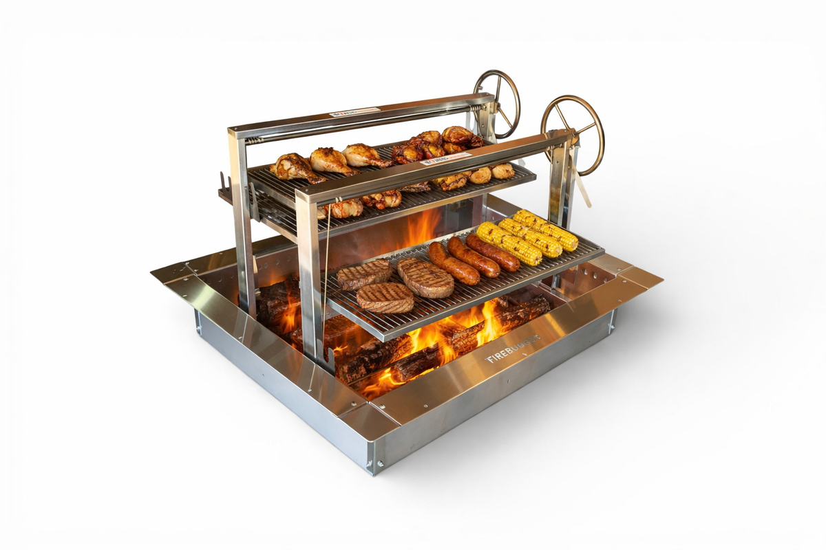 Stainless Steel Santa Maria Double Grill with 36" Fire Pit Insert | Oak Forge