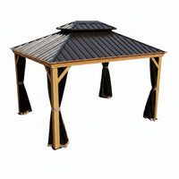 12-Ft X 16 Gazebo Brown Gazebo with Hardtop Roof (Screen Included)