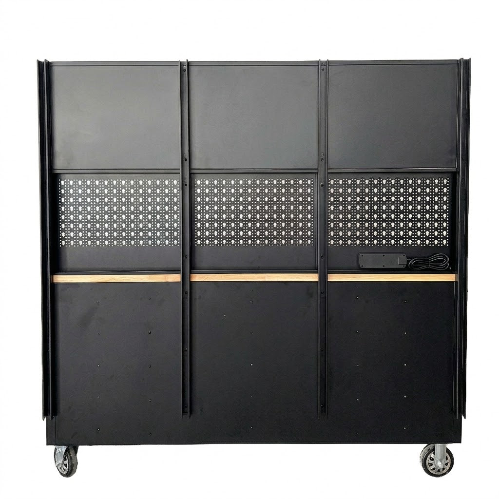 72-Inch Heavy-Duty Rolling Garage Workstation with 15 Drawers & Overhead Storage | Oak Forge
