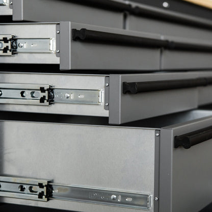 72-Inch Heavy-Duty Rolling Garage Workstation with 15 Drawers & Overhead Storage | Oak Forge