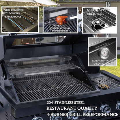 104-Inch Modular Outdoor Kitchen Island with Gas Grill, Sink, Beverage Refrigerator & Rotisserie – 72,000 BTU | Oak Forge