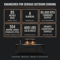 Outdoor Kitchen Island 85" 6-Burner 85000 BTU Deluxe Modular BBQ Island - Grill Islands W/Wine Cooler, Built in Combo outside Island + Rotisserie & Granite Top Outdoor Grill — Results & Stats