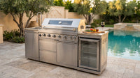 Outdoor Kitchen Island 85" 6-Burner 85000 BTU Deluxe Modular BBQ Island - Grill Islands W/Wine Cooler, Built in Combo outside Island + Rotisserie & Granite Top Outdoor Grill — Lifestyle