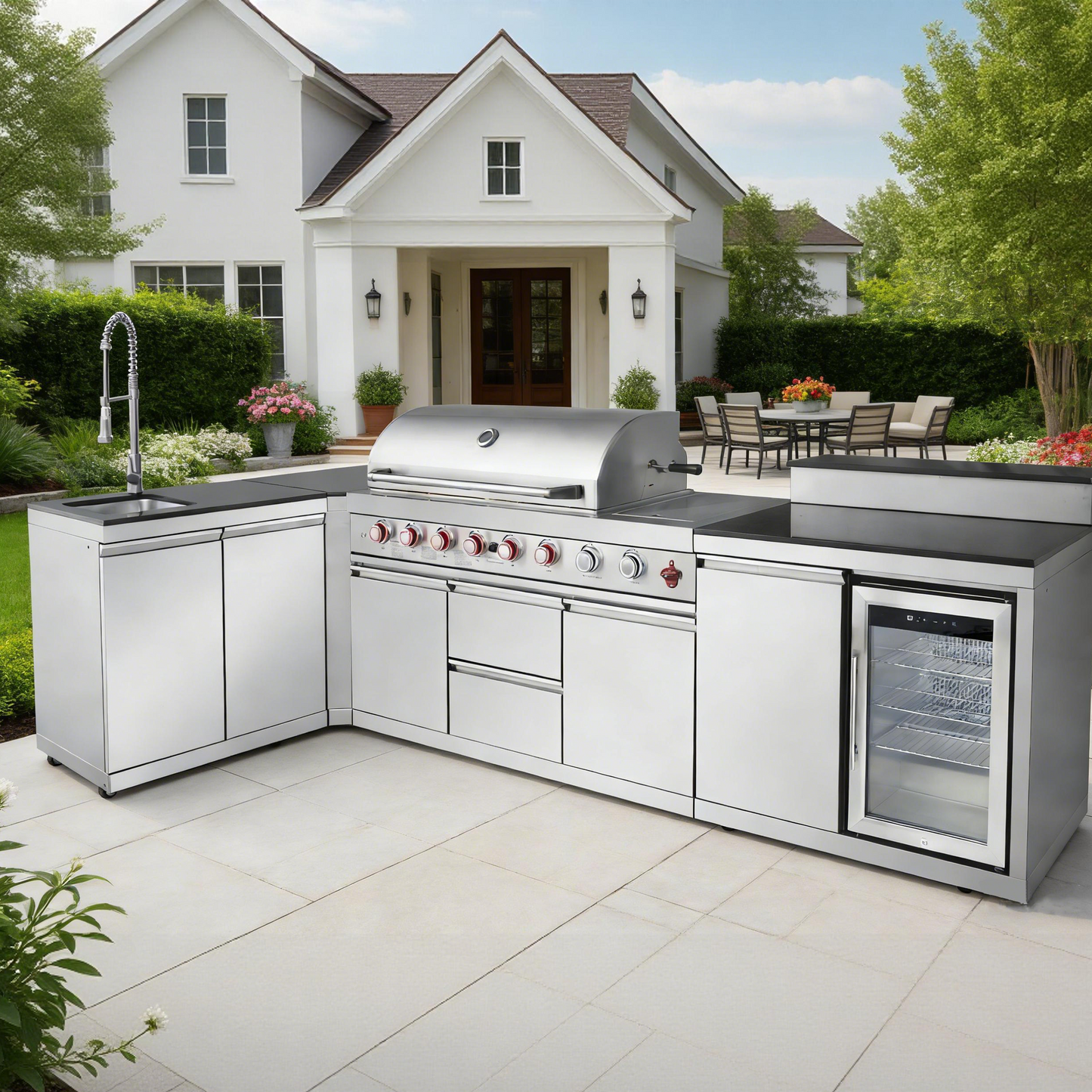 Outdoor Kitchen Island with Grill, Sink & Fridge | Oak Forge