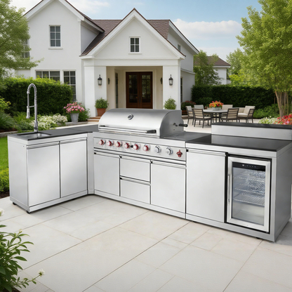 Outdoor Kitchen Island with Grill, Sink & Fridge | Oak Forge